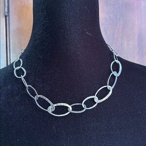 Silpada Sterling Wide Hammered Oval Link Necklace 19”